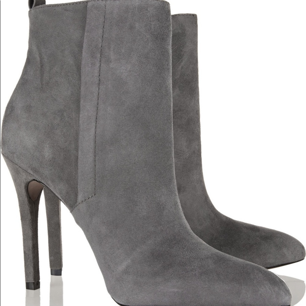 Grey suede booties